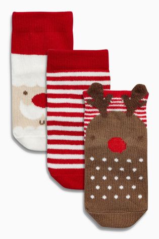Red Christmas Socks Three Pack (Younger Boys)